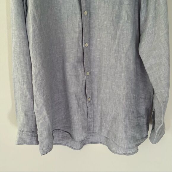 Gap 100% Linen Blue Size XL Tall Coastal Spring Summer Classic - Picture 3 of 9